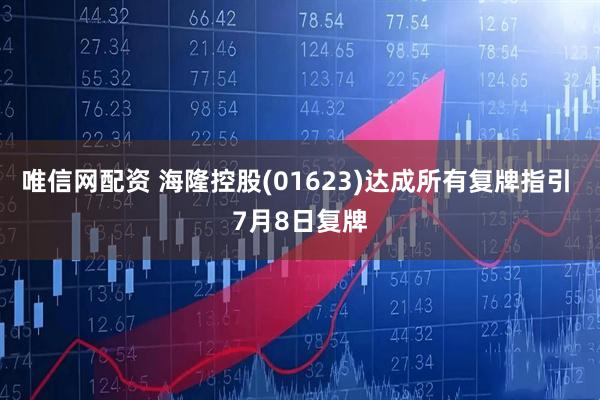 唯信网配资 海隆控股(01623)达成所有复牌指引 7月8日复牌